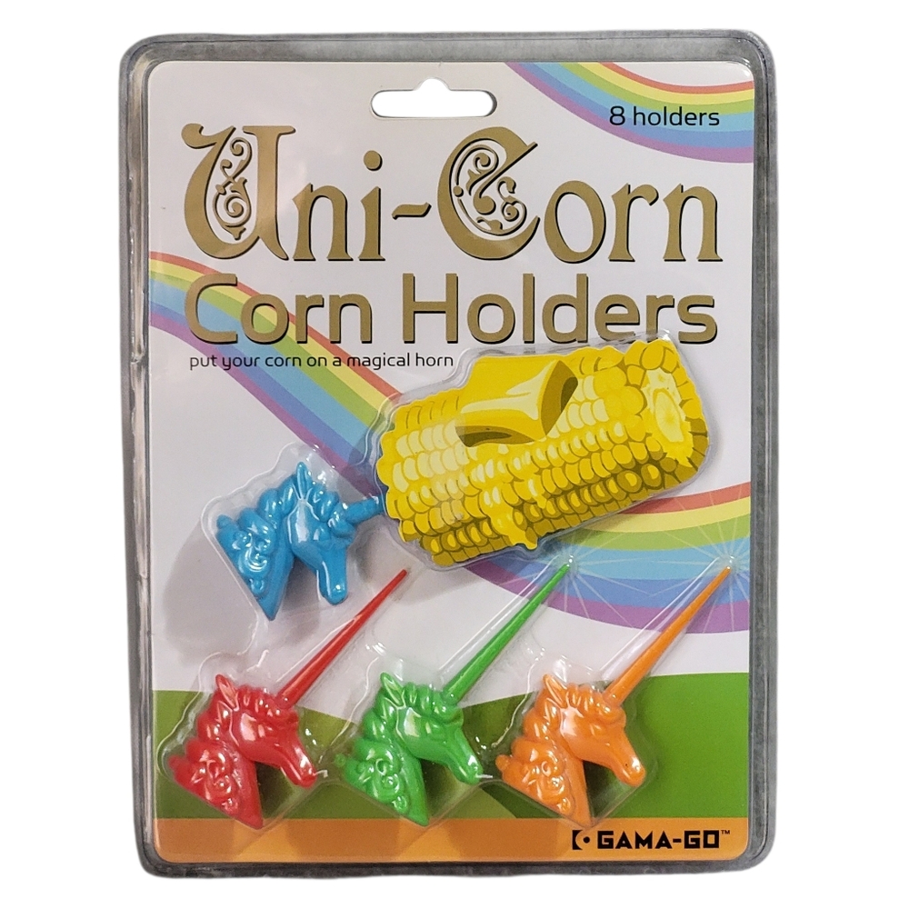 Gama-Go Unicorn Corn Holders Skewers Handles 8-Piece Set Cookout Barbecue NEW